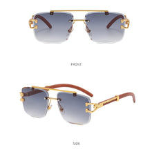 Load image into Gallery viewer, Wood Pattern Leopard Head Sunglasses UV Protection Outdoor Sunglasses Fashion Square Frame Sunglasses for Men Women