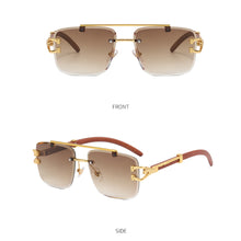 Load image into Gallery viewer, Wood Pattern Leopard Head Sunglasses UV Protection Outdoor Sunglasses Fashion Square Frame Sunglasses for Men Women
