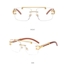Load image into Gallery viewer, Wood Pattern Leopard Head Sunglasses UV Protection Outdoor Sunglasses Fashion Square Frame Sunglasses for Men Women