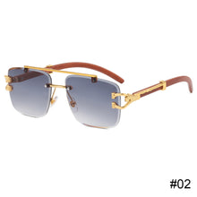 Load image into Gallery viewer, Wood Pattern Leopard Head Sunglasses UV Protection Outdoor Sunglasses Fashion Square Frame Sunglasses for Men Women