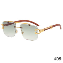 Load image into Gallery viewer, Wood Pattern Leopard Head Sunglasses UV Protection Outdoor Sunglasses Fashion Square Frame Sunglasses for Men Women
