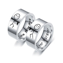 Load image into Gallery viewer, 8mm Fashion Stainless Steel Ring His Always Her Forever Couple Silver Black Couple Jewelry Anniversary Valentine's Day Gifts