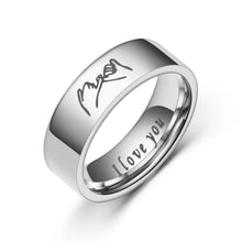 Load image into Gallery viewer, 6mm Fashion Stainless Steel Ring i love you Couple Silver Black Couple Jewelry Anniversary Valentine's Day Gifts