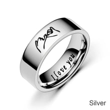 Load image into Gallery viewer, 6mm Fashion Stainless Steel Ring i love you Couple Silver Black Couple Jewelry Anniversary Valentine's Day Gifts