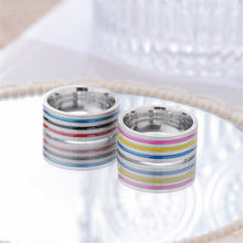 Load image into Gallery viewer, 8MM Rainbow Rings Jewelry Engagement Party Titanium Steel For Couple Lovers Rings For Women Men Jewelry