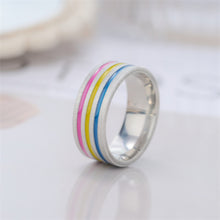 Load image into Gallery viewer, 8MM Rainbow Rings Jewelry Engagement Party Titanium Steel For Couple Lovers Rings For Women Men Jewelry