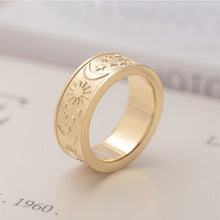 Load image into Gallery viewer, Titanium Steel Cast Star-moon Sun Couple de-stress Lucky Ring Friends Party Jewelry