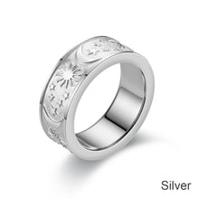 Load image into Gallery viewer, Titanium Steel Cast Star-moon Sun Couple de-stress Lucky Ring Friends Party Jewelry