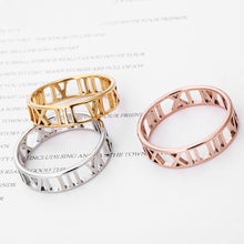 Load image into Gallery viewer, Roman Numerals Stainless Steel Ring For Women Men Classic Rose Gold Color Casual Couple Rings Jewelry Gift