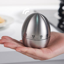 Load image into Gallery viewer, Stainless Steel Egg Shape Mechanical Manual Digital Timer Kitchen Supplies Clock Kitchen Timer Alarm Clock 60 Minute Countdown Cooking Timer