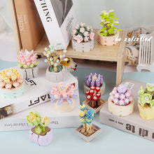 Load image into Gallery viewer, Flower Building Block Flowers Bouquet Rose Sakura Lily DIY Creative Bouquet Compatible with Cute Girl Toy Valentine's Day Gift Puzzle Assembled Building Block Toy