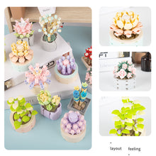 Load image into Gallery viewer, Flower Building Block Flowers Bouquet Rose Sakura Lily DIY Creative Bouquet Compatible with Cute Girl Toy Valentine's Day Gift Puzzle Assembled Building Block Toy