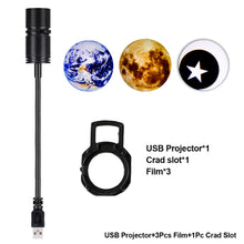 Load image into Gallery viewer, USB Starry Projector 2 In 1Moon Earth Projector Lamp 360° Rotatable Bracket Led Night Light Wall Light Planet Projection Lamp