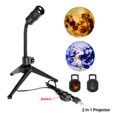 Load image into Gallery viewer, USB Starry Projector 2 In 1Moon Earth Projector Lamp 360° Rotatable Bracket Led Night Light Wall Light Planet Projection Lamp