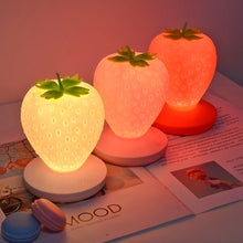 Load image into Gallery viewer, Fun Strawberry Shape Led Energy-saving Lamp Children with Sleeping Night Light USB Charging Silicone Lamp Touch Switch Birthday Xmas Gift