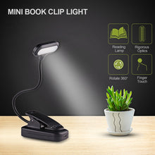 Load image into Gallery viewer, LED Eye Protection Book Night Light Adjustable Mini Clip-On Study Desk Lamp Battery Powered Flexible for Travel Bedroom Reading