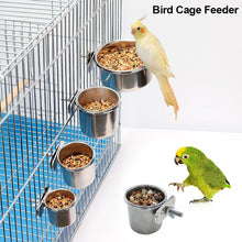 Load image into Gallery viewer, Pet Birds Hanging Cage Bowl Dish Cup Anti-turnover Stainless Steel Feeding Food Drinking Feeder for Parakeet Lovebird