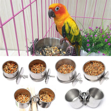 Load image into Gallery viewer, Pet Birds Hanging Cage Bowl Dish Cup Anti-turnover Stainless Steel Feeding Food Drinking Feeder for Parakeet Lovebird