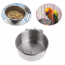 Load image into Gallery viewer, Pet Birds Hanging Cage Bowl Dish Cup Anti-turnover Stainless Steel Feeding Food Drinking Feeder for Parakeet Lovebird