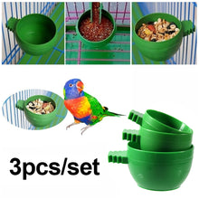 Load image into Gallery viewer, 3Pcs/set Mini Bird Parrot Pigeons Hamster Pet Cage Water Food Bowl Feeder Plastic Pigeons Birds Cage Sand Water Cup Hanging Drinking Feeding Bowl