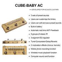 Load image into Gallery viewer, Cuvave Cube BABY Multi Effects Rechargeable Pedal For Electric Guitar/Bass/Acoustic Guitar 8 IR Cabinets Simulation M-vave