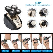 Load image into Gallery viewer, 5-in-1 IPX6 Waterproof Electric Shaver for Men 4D Floating Head Shavers for Bald Men 5 Head Cordless Grooming Kit Razor
