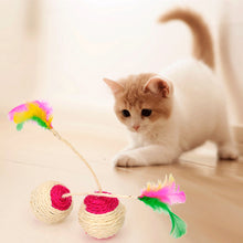 Load image into Gallery viewer, Cat Toy Pet Cat Sisal Scratching Ball Training Interactive Toy for Kitten Pet Cat Supplies Funny Play Feather Toy cat accessorie