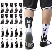 Load image into Gallery viewer, 1pc Adult 0-9 Number Socks Basketball Socks Elite Socks Men Women Professional Sport Cotton Socks Outdoor Cycling Running Socks