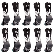 Load image into Gallery viewer, 1pc Adult 0-9 Number Socks Basketball Socks Elite Socks Men Women Professional Sport Cotton Socks Outdoor Cycling Running Socks