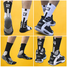 Load image into Gallery viewer, 1pc Adult 0-9 Number Socks Basketball Socks Elite Socks Men Women Professional Sport Cotton Socks Outdoor Cycling Running Socks