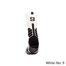 Load image into Gallery viewer, 1pc Adult 0-9 Number Socks Basketball Socks Elite Socks Men Women Professional Sport Cotton Socks Outdoor Cycling Running Socks