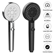 Load image into Gallery viewer, 6 Modes High Pressure Shower Head Adjustable Water Saving Hand Held Shower Head One-key Stop Water Massage Shower Head for Bathroom Accessories