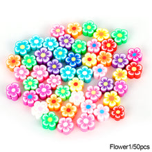 Load image into Gallery viewer, 50pcs Animal Fruit Flower Polymer Clay Beads Kids Jewelry DIY Making Bracelet Necklace Spaced Accessories