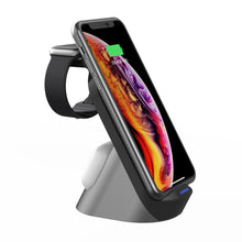 Load image into Gallery viewer, Three-in-one Wireless Mobile Phone Charger Vertical Wireless Combination Multi-device Charging Mobile Phone Watch Headphone Box Charger