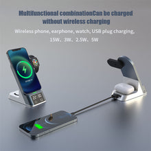 Load image into Gallery viewer, Three-in-one Watch Mobile Phone Wireless Charger Rotatable Storage Mobile Wireless Charger For Android Apple