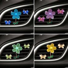 Load image into Gallery viewer, 3Pcs Car Air Freshener Lovely Little Butterfly Ladies' Crystal Flower Perfume Decoration Clip Air Refresher Fragrance