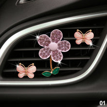 Load image into Gallery viewer, 3Pcs Car Air Freshener Lovely Little Butterfly Ladies' Crystal Flower Perfume Decoration Clip Air Refresher Fragrance