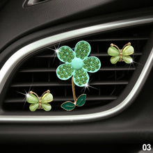 Load image into Gallery viewer, 3Pcs Car Air Freshener Lovely Little Butterfly Ladies' Crystal Flower Perfume Decoration Clip Air Refresher Fragrance