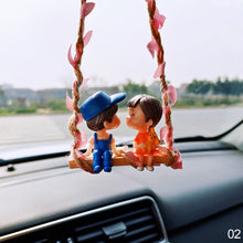 Load image into Gallery viewer, Car Cute Couple on Swing Interior Romantic Couple Rearview Mirror Swing Pendant Accessories Ornament Gift