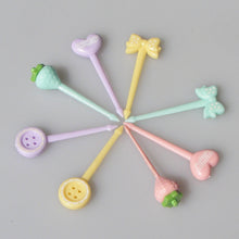 Load image into Gallery viewer, 8pcs/set Cute Candy Button Shape Fruit Fork Kids Snack Dessert Decoration Forks Toothpick Lunch Salad Decoration Accessories Cake Picks