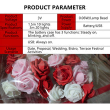 Load image into Gallery viewer, Christmas Valentine's Day Rose LED Light String Holiday Fairy Lights Garland for Party Wedding Bedroom Decoration