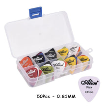 Load image into Gallery viewer, 50pcs Guitar Picks 1 Box Case Alice Acoustic Electric Bass Plectrum Mediator Musical Instrument Thickness Mix 0.58-1.5 Guitar Accessories