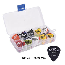 Load image into Gallery viewer, 50pcs Guitar Picks 1 Box Case Alice Acoustic Electric Bass Plectrum Mediator Musical Instrument Thickness Mix 0.58-1.5 Guitar Accessories