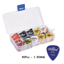 Load image into Gallery viewer, 50pcs Guitar Picks 1 Box Case Alice Acoustic Electric Bass Plectrum Mediator Musical Instrument Thickness Mix 0.58-1.5 Guitar Accessories