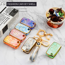 Load image into Gallery viewer, Jade Pattern Car Remote Key Cover Case Fob For VW Volkswagen Polo Golf Passat Tiguan Beetle Caddy T5 Up Eos Skoda Octavia Seat Leon Altea
