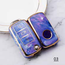 Load image into Gallery viewer, Jade Pattern Car Remote Key Cover Case Fob For VW Volkswagen Polo Golf Passat Tiguan Beetle Caddy T5 Up Eos Skoda Octavia Seat Leon Altea