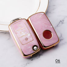 Load image into Gallery viewer, Jade Pattern Car Remote Key Cover Case Fob For VW Volkswagen Polo Golf Passat Tiguan Beetle Caddy T5 Up Eos Skoda Octavia Seat Leon Altea