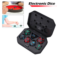 Load image into Gallery viewer, 7Pcs/Set Electronic Dice USB Rechargeable Luminous Dice Glow In The Dark DND Dices Polyhedral Dice D20 D12 D10 D8 D6 D4 Table Game