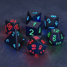 Load image into Gallery viewer, 7Pcs/Set Electronic Dice USB Rechargeable Luminous Dice Glow In The Dark DND Dices Polyhedral Dice D20 D12 D10 D8 D6 D4 Table Game
