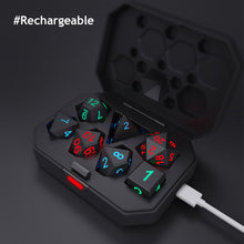 Load image into Gallery viewer, 7Pcs/Set Electronic Dice USB Rechargeable Luminous Dice Glow In The Dark DND Dices Polyhedral Dice D20 D12 D10 D8 D6 D4 Table Game